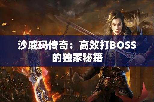 沙威玛传奇：高效打BOSS的独家秘籍